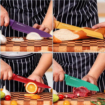 12 Pcs Color-Coded Kitchen Knives Set