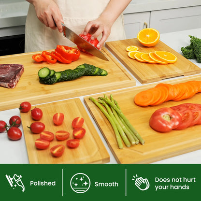 4-piece Kitchen Bamboo Cutting Board Set