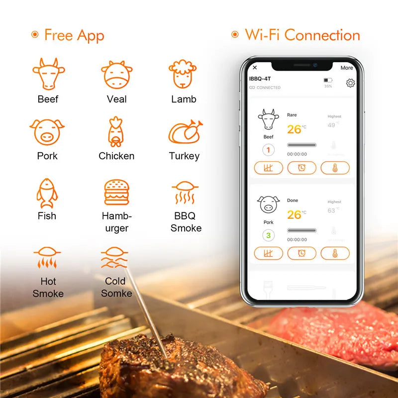 Wi-Fi Meat Digital Thermometer