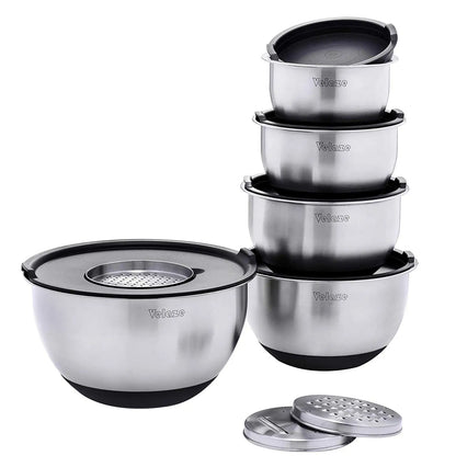 Set of 5 Stainless Steel, Non-Slip Mixing Bowl