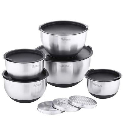 Set of 5 Stainless Steel, Non-Slip Mixing Bowl