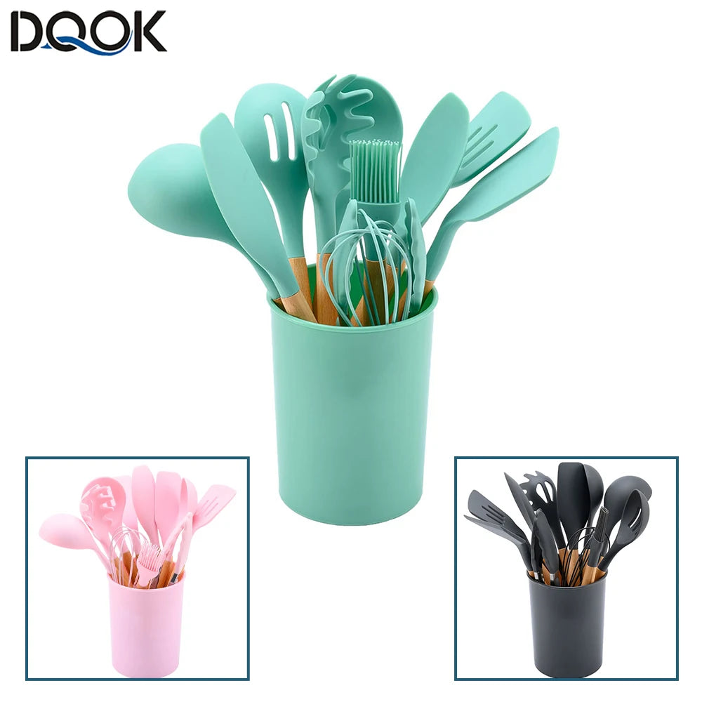 Silicone Kitchenware Cooking Utensils Set, 3 colors