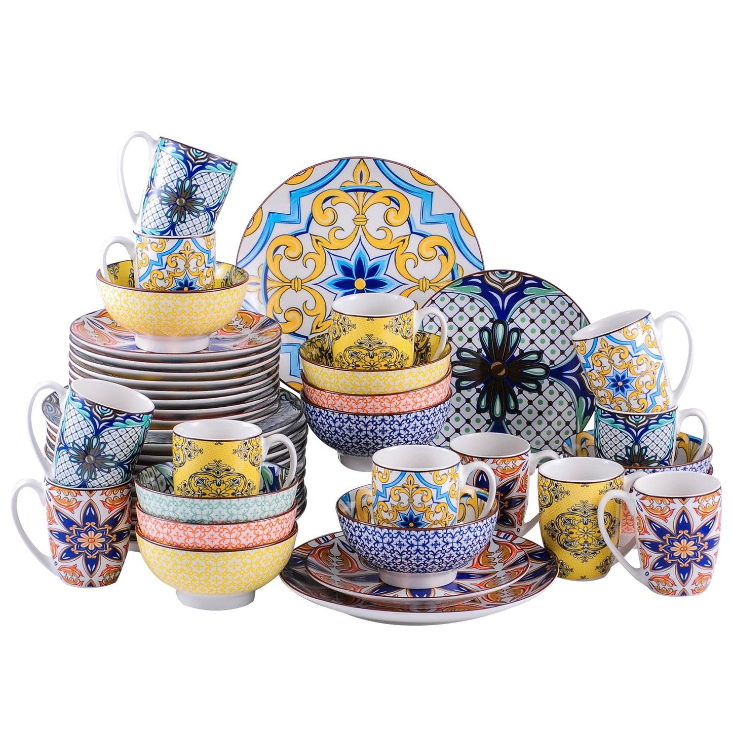 16/32/48-Piece Jasmin Pattern Dinnerware Set