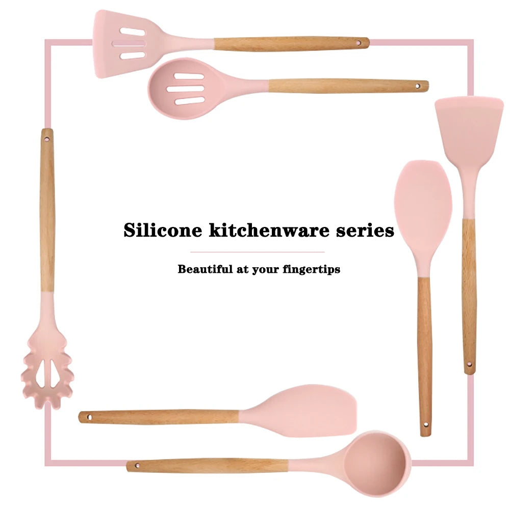 Silicone Kitchenware Cooking Utensils Set, 3 colors