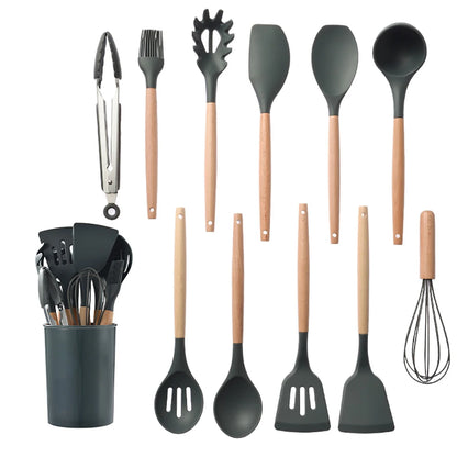 Silicone Kitchenware Cooking Utensils Set, 3 colors