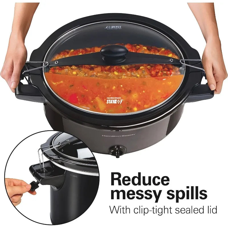 Portable Slow Cooker with Lid Lock, 2 sizes