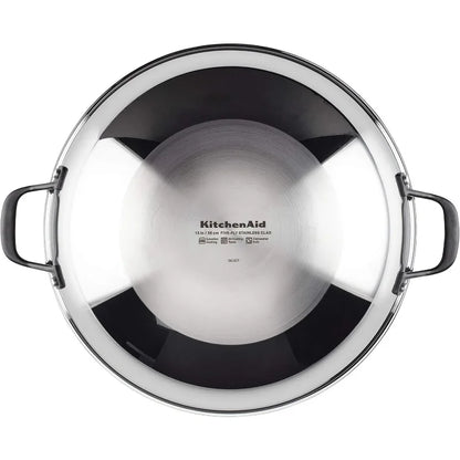 5-Ply Clad Polished Stainless Steel Wok, 15-Inch