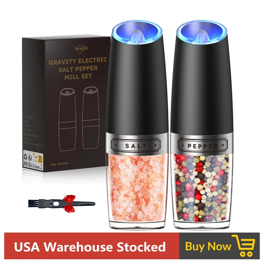 Gravity Electric Salt and Pepper Grinder Set