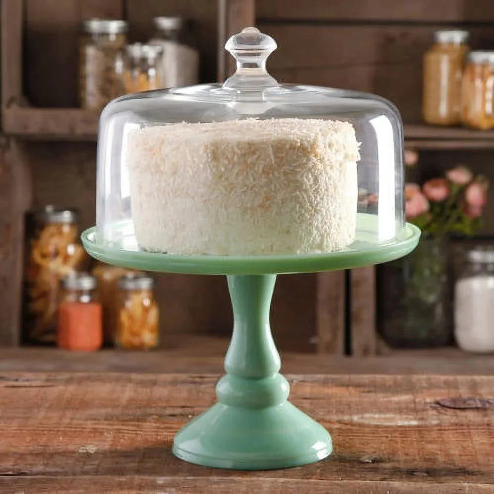 The Pioneer Woman 10-inch Cake Stand with Glass Cover, Mint Green