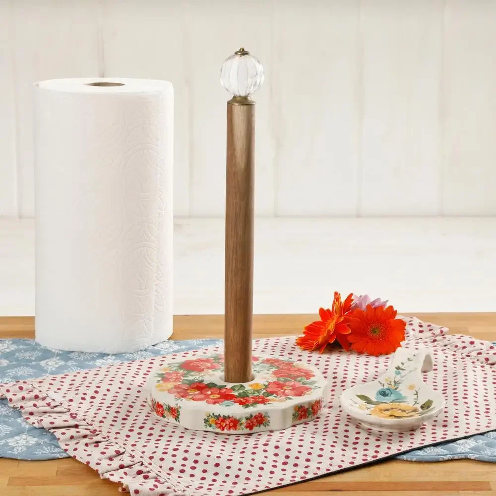 Floral Paper Towel Holder and Spoon Rest