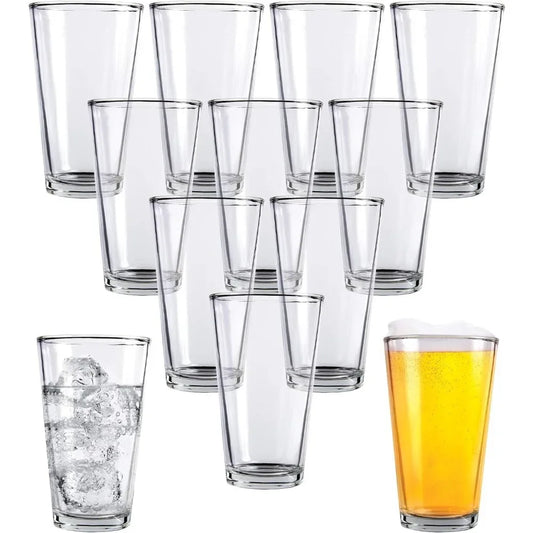 Set of 12 – 16 oz Tall Clear Drinking Glasses