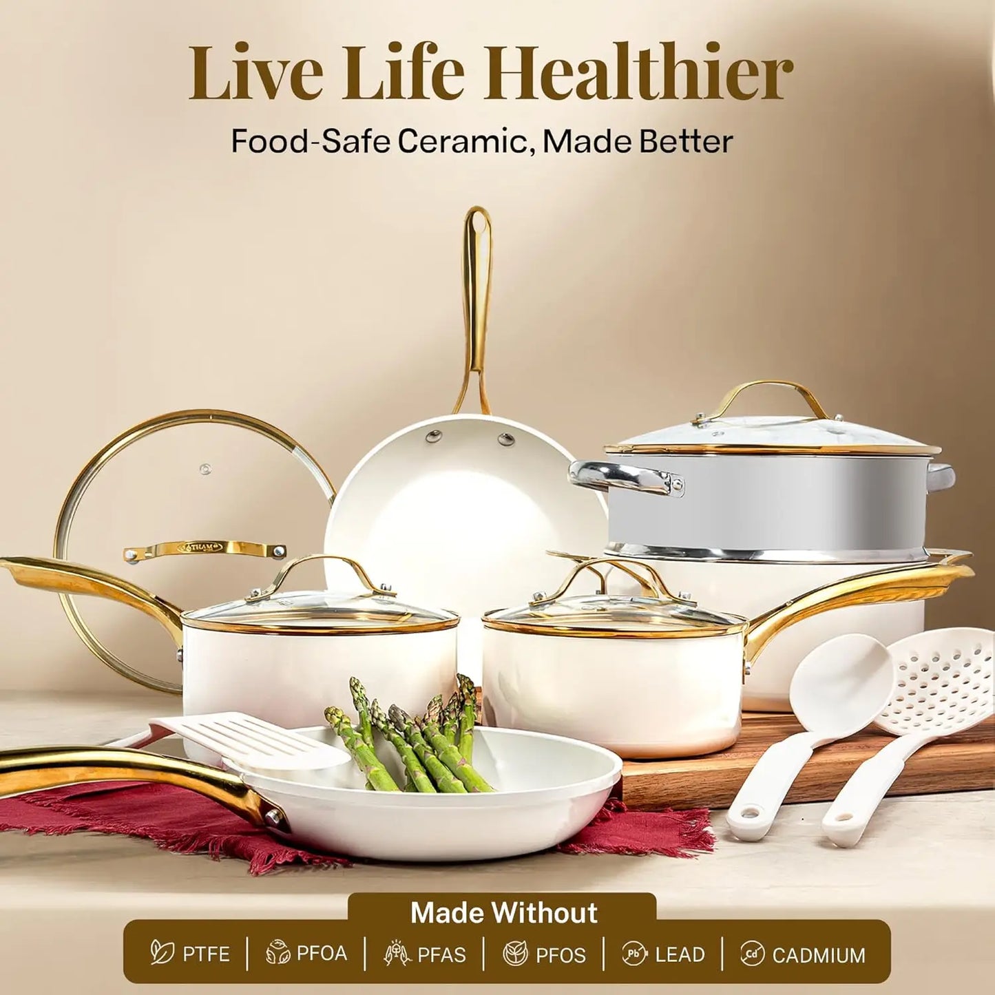 15 Piece Ceramic Cookware Set