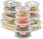 24pc Glass Storage Containers with Lids, 5 colors