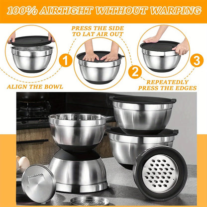 17pcs, Mixing Bowl Set With Lids Grater