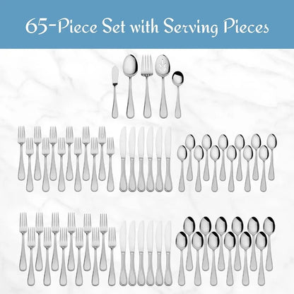 65-Piece Flatware Set with Serving Pieces