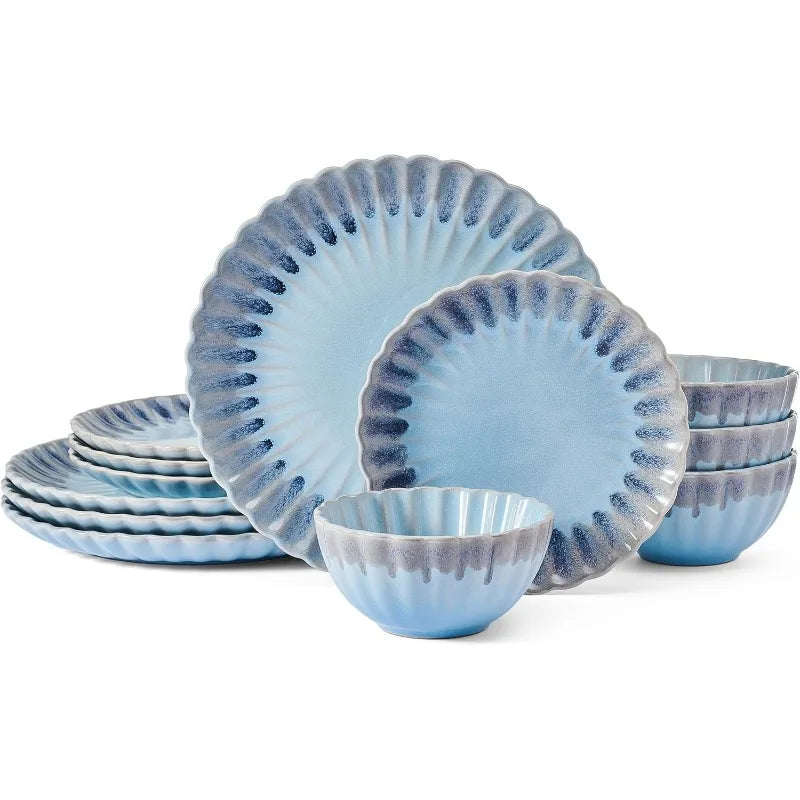 12 Piece Dinnerware Set, Service for 4, 3 Colors