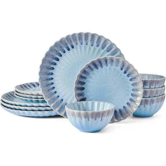 12 Piece Dinnerware Set, Service for 4, 3 Colors