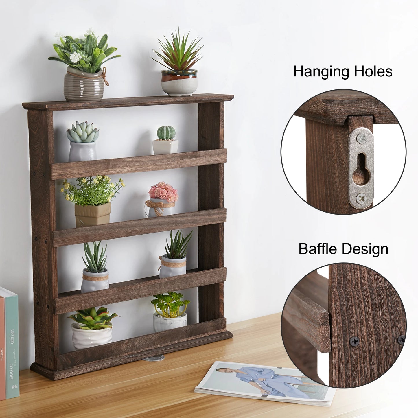 Wood Spice Rack Wall Mount