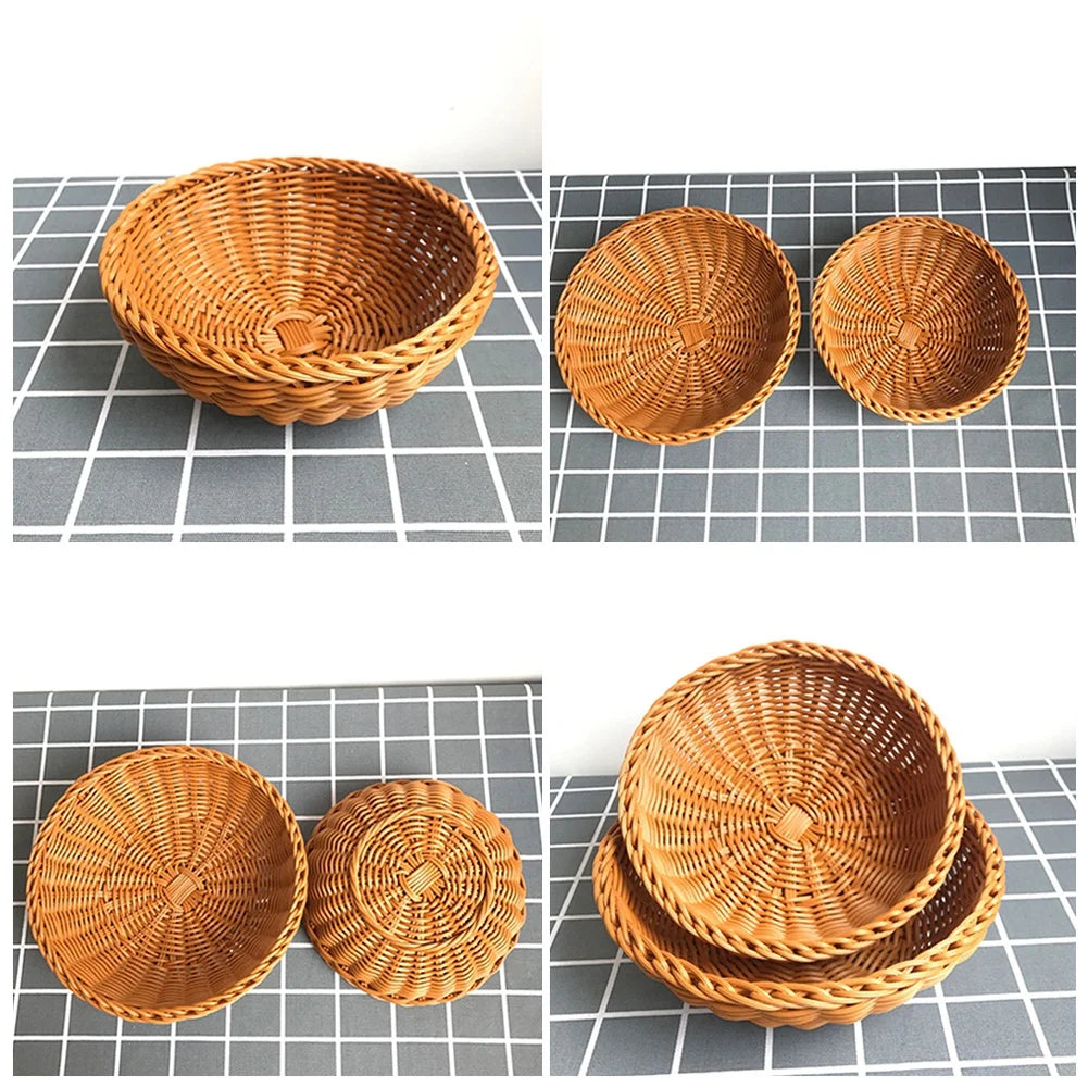 Round Simulation Rattan Fruit Basket, 2 sizes