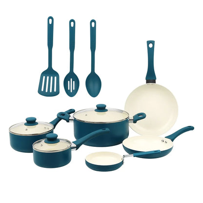 18 Piece Non-Stick Cookware Set, Green