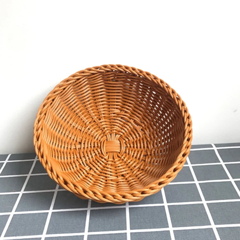 Round Simulation Rattan Fruit Basket, 2 sizes