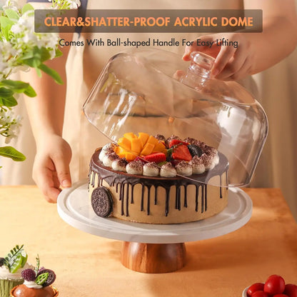 Marble with Dome，2-In-1 Cake Holder & Charcuterie Board