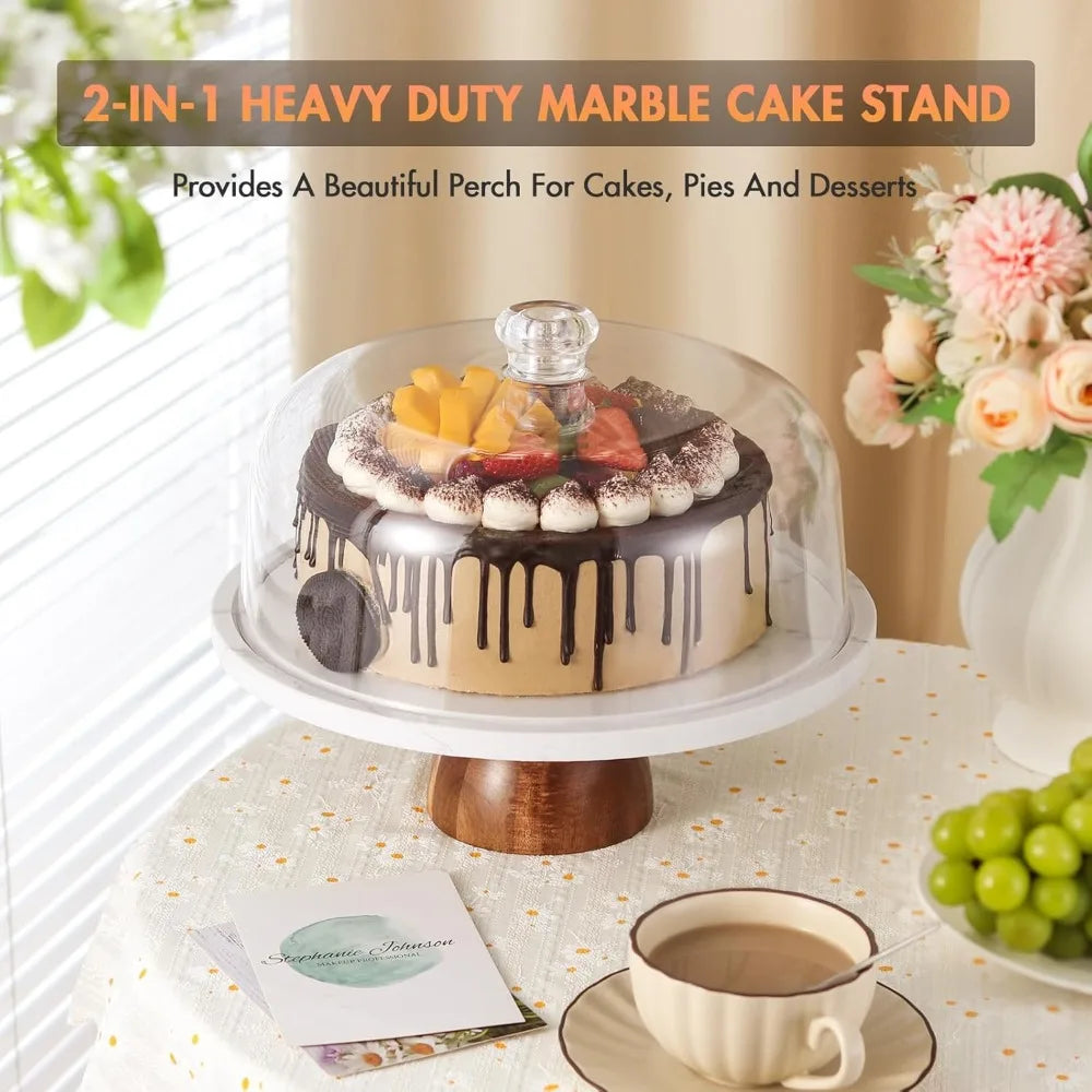 Marble with Dome，2-In-1 Cake Holder & Charcuterie Board