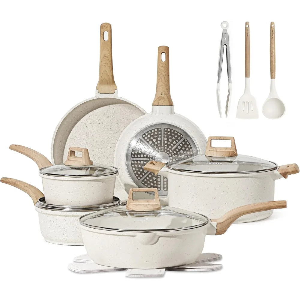 Carote 16 Piece White Granite Cookware Set