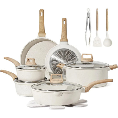 Carote 16 Piece White Granite Cookware Set