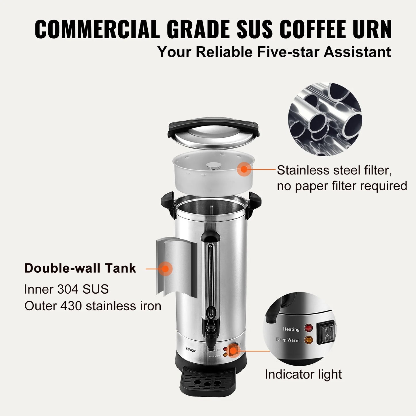 110 Cups Stainless Steel Coffee Dispenser