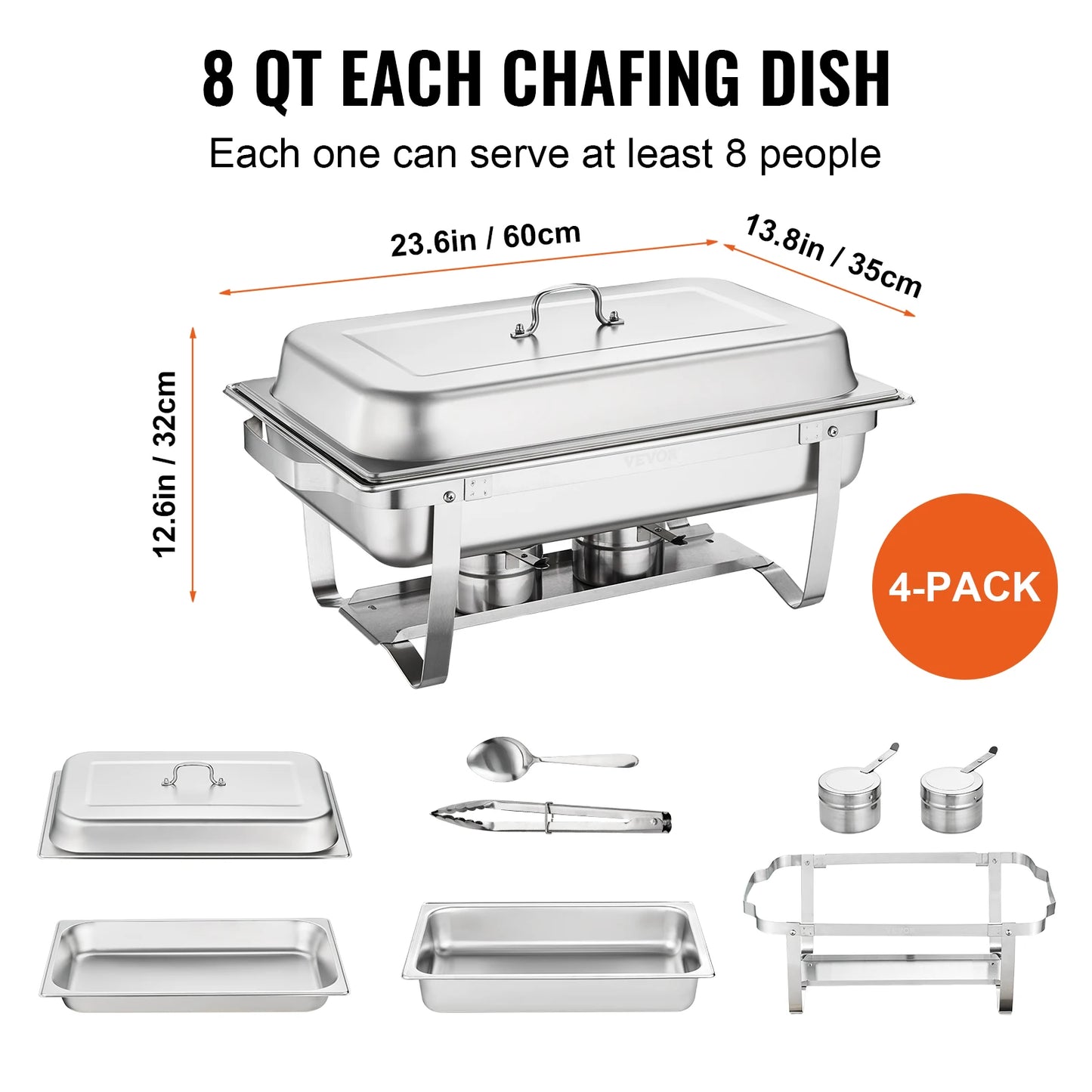 8QT Rectangle Chafing Dish 4/6 Packs