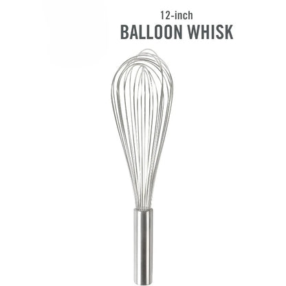 12" Stainless Steel Balloon Whisk - Satin Finish