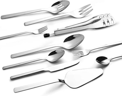 Silverware Sets with Serving Utensils, 65 Piece