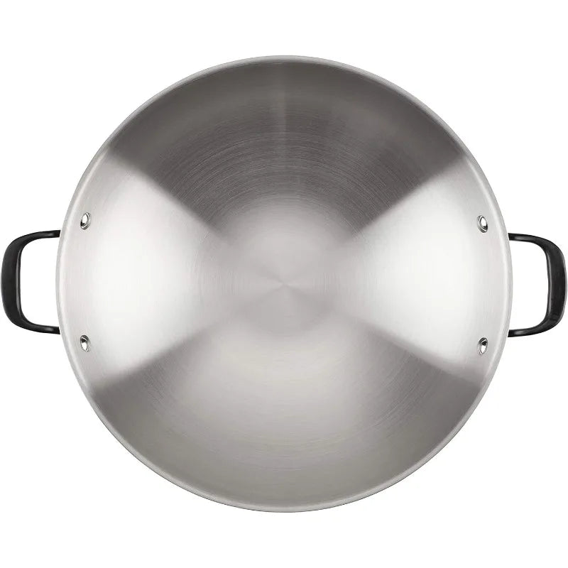 5-Ply Clad Polished Stainless Steel Wok, 15-Inch