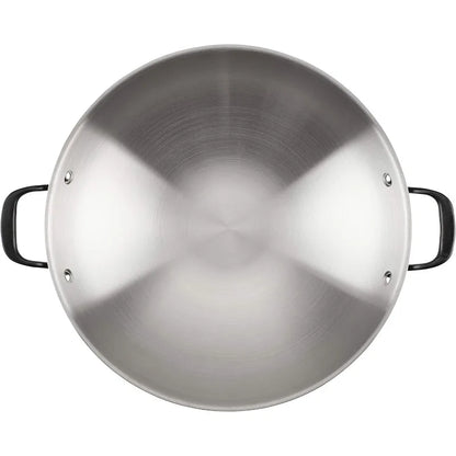 5-Ply Clad Polished Stainless Steel Wok, 15-Inch