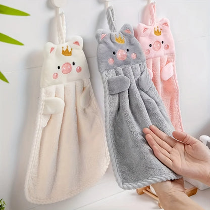 Pig Pattern Hanging Towel, 3 colors