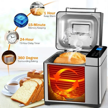 Bread Machine, 2LB 17-in-1 Programmable,  with Dispenser