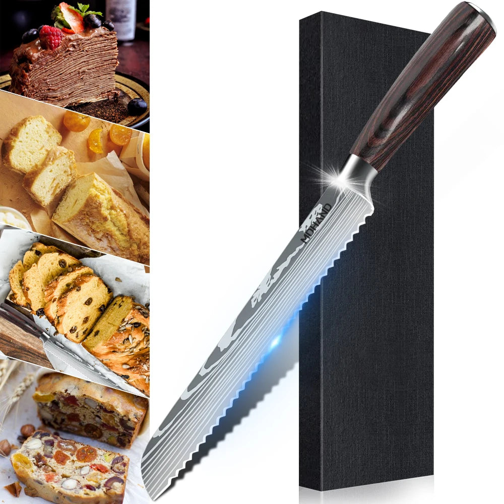 Stainless Steel Bread Knife with Wooden Handle