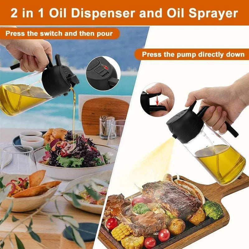 2pc 2 In 1 Oil Spray Bottle