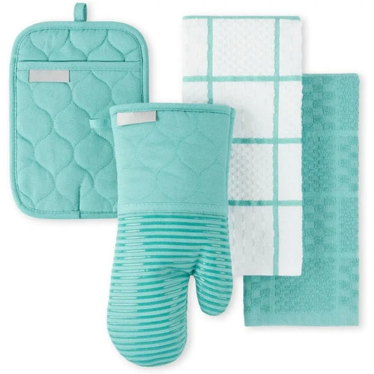 Oven Mitt, Pot Holder, Towel 4-Pack Set