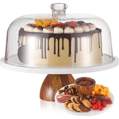 Marble with Dome，2-In-1 Cake Holder & Charcuterie Board