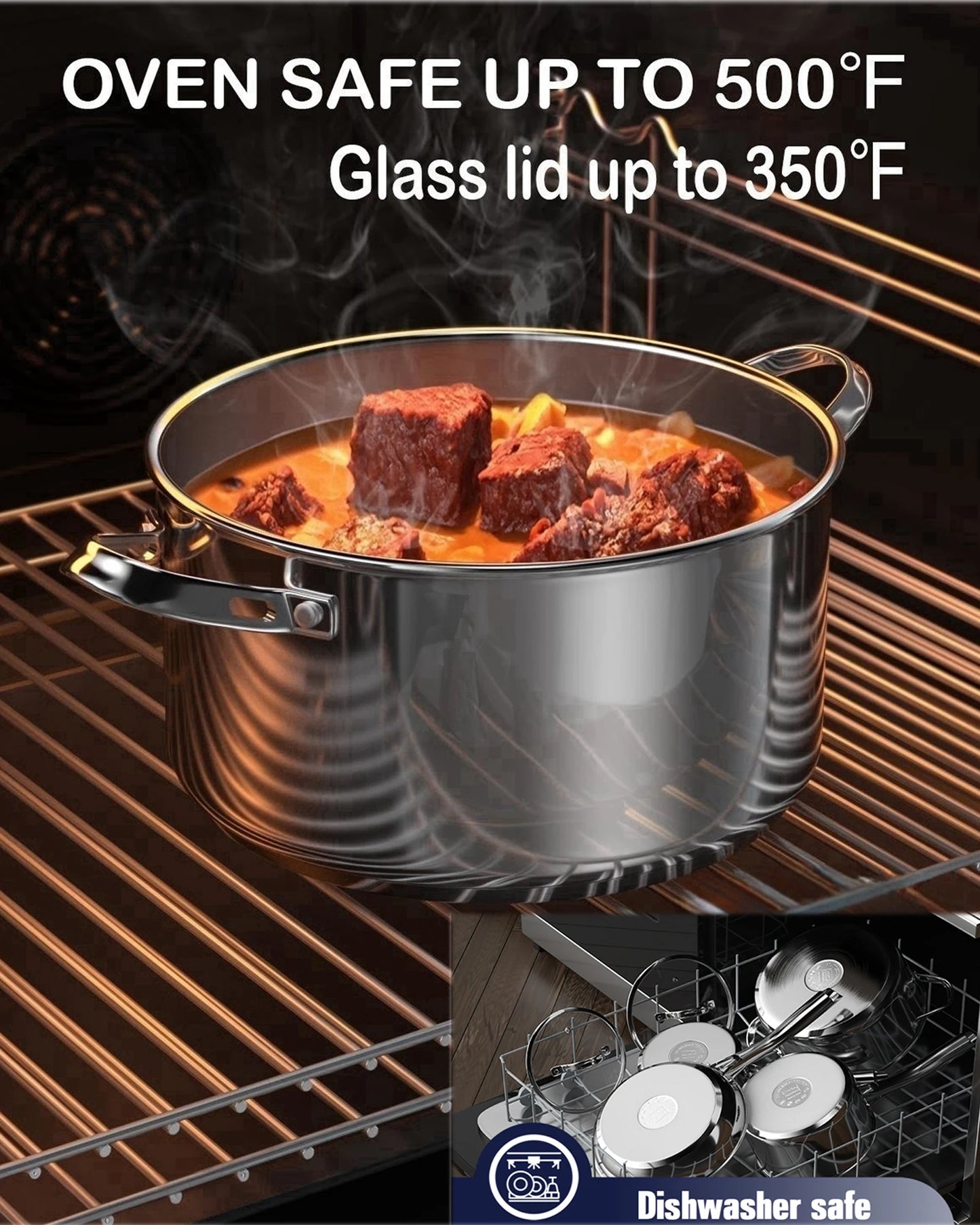 7-Quart Stainless Steel Stock Pot, Glass Lid