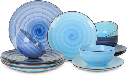 Ceramic 12-Pieces Dinnerware Sets, 6 patterns