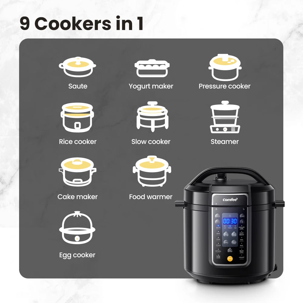 6 Quart 9-in-1 Electric Pressure Cooker