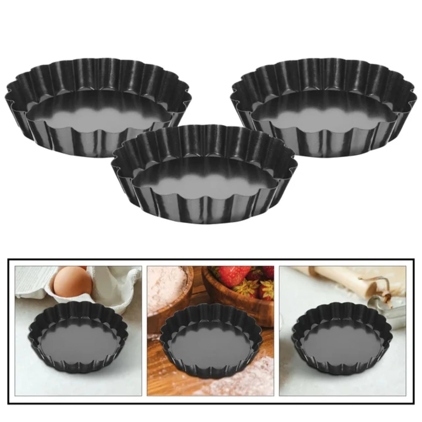 Mini Fluted Tart Pans with Removable Bottom