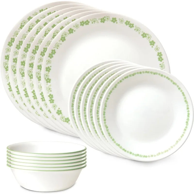 18 Piece Glass Dinnerware Sets, 4 patterns