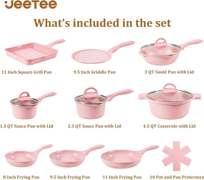 Pink Pots and Pans Set Nonstick 23pcs