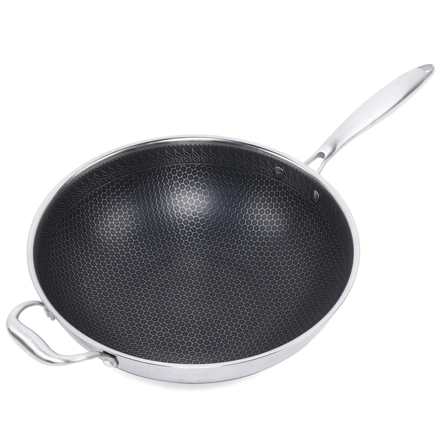 Stainless Steel Wok Frying Pan - 13.38"