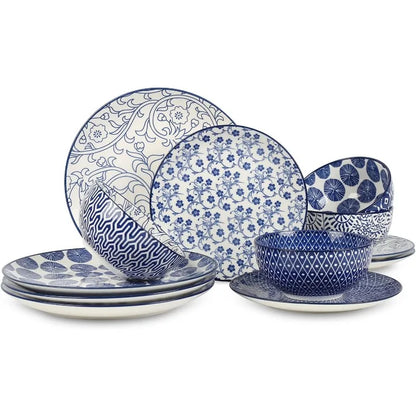 Ceramic 12-Pieces Dinnerware Sets, 6 patterns