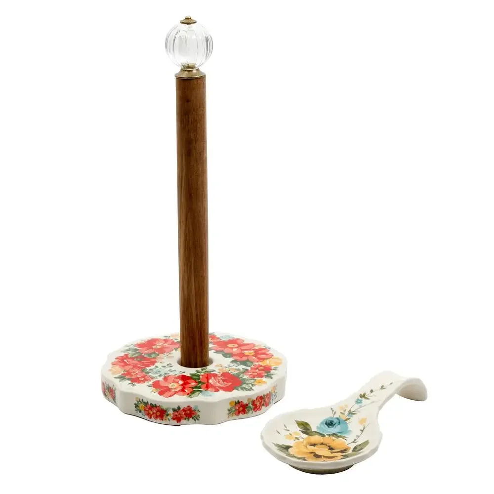 Floral Paper Towel Holder and Spoon Rest